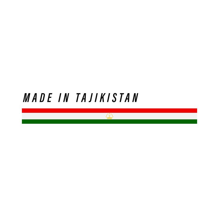 Made in Tajikistan badge or label with flag isolated