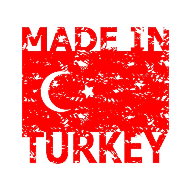 Vector made in turkey rubber stamp texture turkish flag