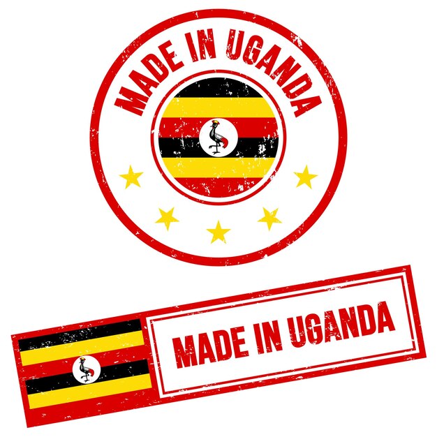 Vettore made in uganda stamp sign in stile grunge