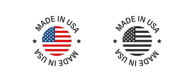 Made in USA badge set of labels American icon flat vector