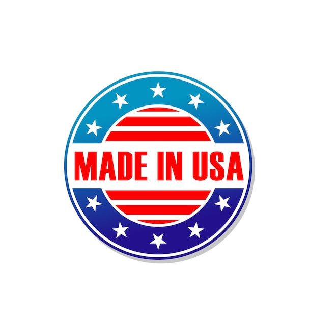 MadeinUSAのラベルまたはバナーアメリカの国旗の星