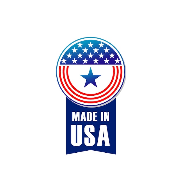 Made in usa label, banner with american flag stars