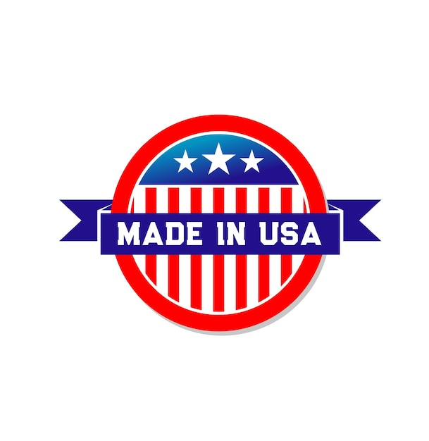 Made in USA label icon with american flag