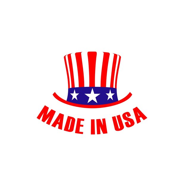 Vector made in usa label with hat vector emblem or sign