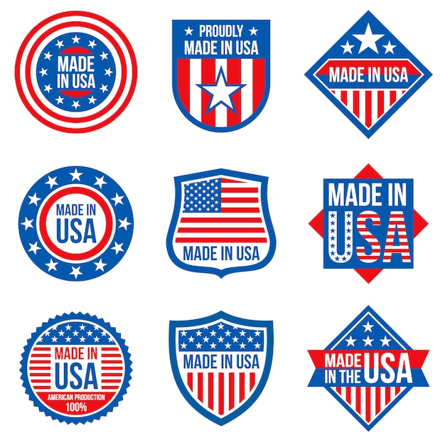 Vector made in the usa labels. american manufacturing stickers