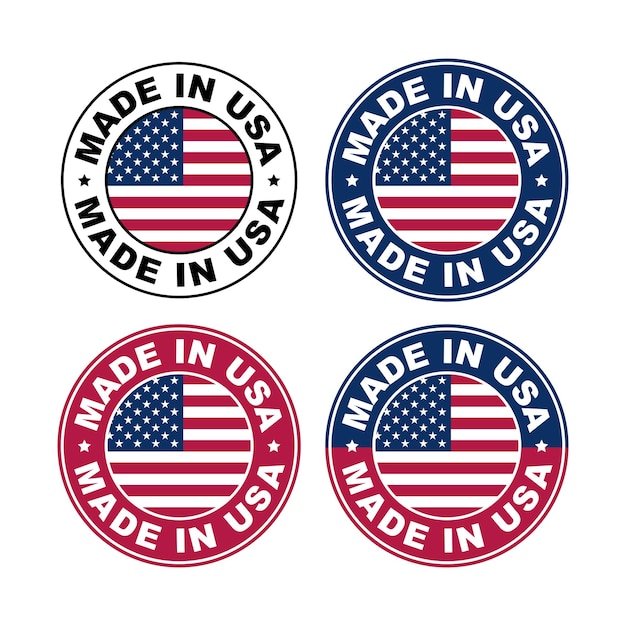 Vettore segno made in usa per design di badge, adesivi, imballaggi ed etichette