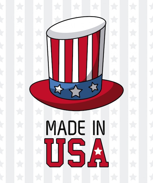 Made in USA Unclae sam hat vector illustration graphic design
