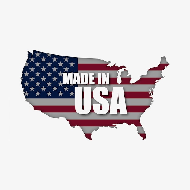 Made in USA USA flagmap with shadow