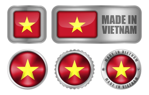 Vettore prodotto in vietnam illustrazione del marchio o dell'etichetta adesiva