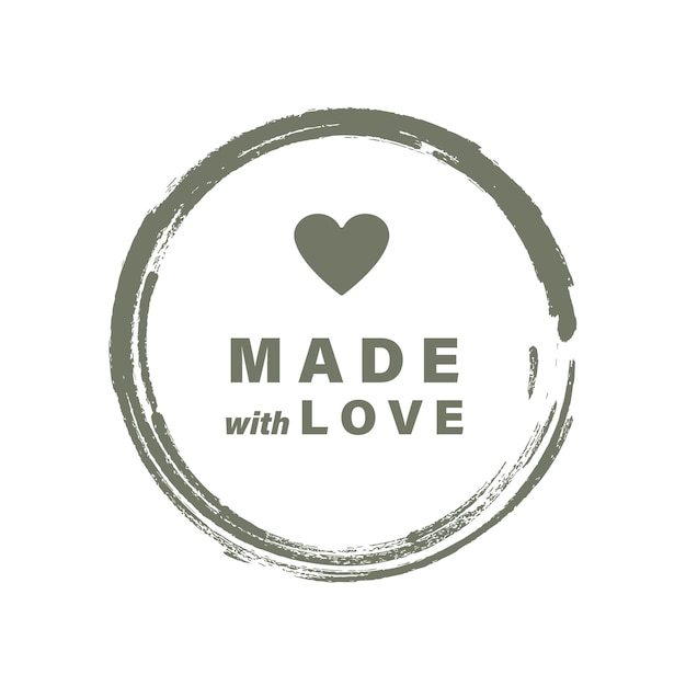 Made with Love label or card. Handmade product. Vector illustration