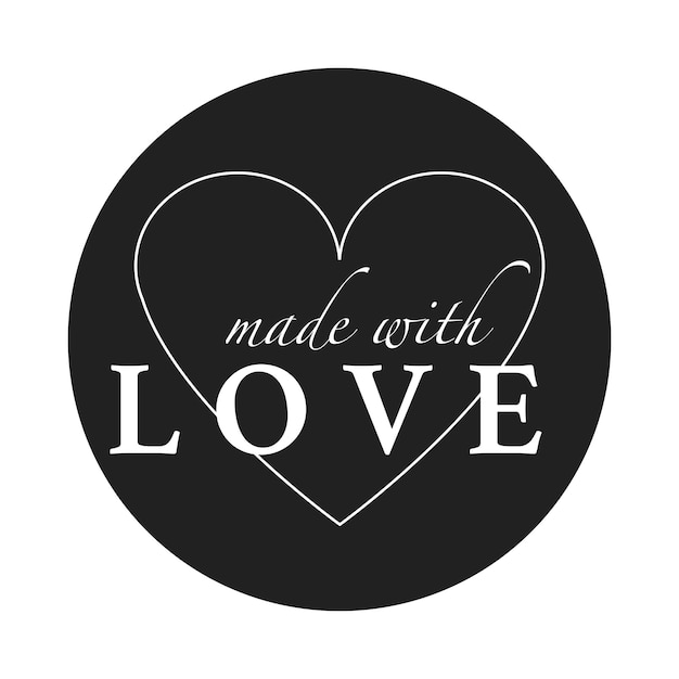 Made with Love label isolated on background. Vector illustration