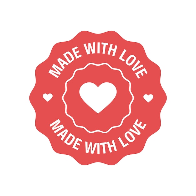 Vector made with love label with heart silhouette vector