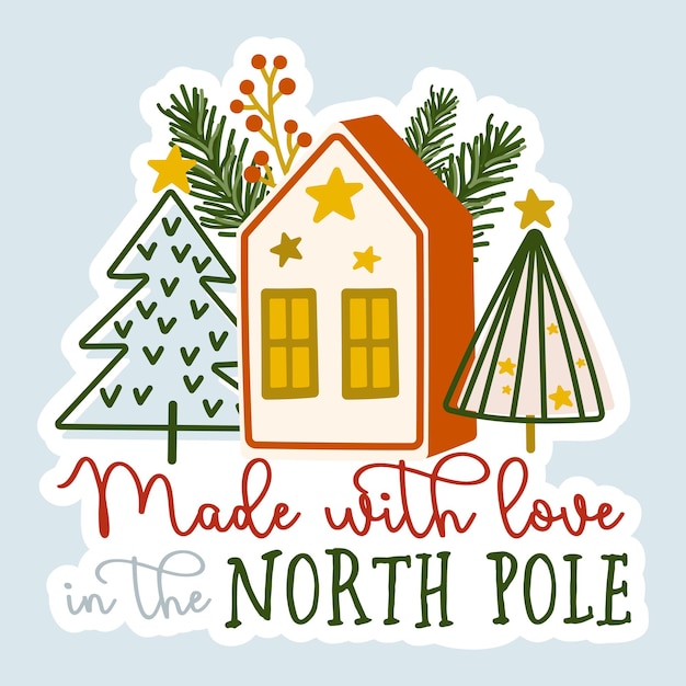 Made with love in the north pole. christmas small business packaging vector sticker