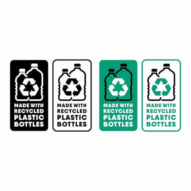 Made with recycled plastic bottles vector information sign