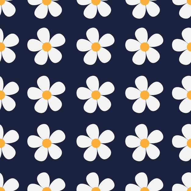 Madeliefjes Naadloos patroon met de afbeelding van madeliefjes Bloemmotief met witte bloemen op een blauwe achtergrond Vectorillustratie