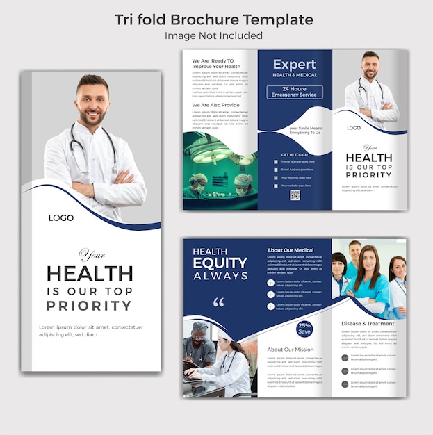 Современный шаблон брошюры Madical HealthCare Tri Fold и By Fold