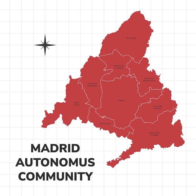 Illustrazione della mappa della comunità autonoma di madrid mappa della regione in spagna