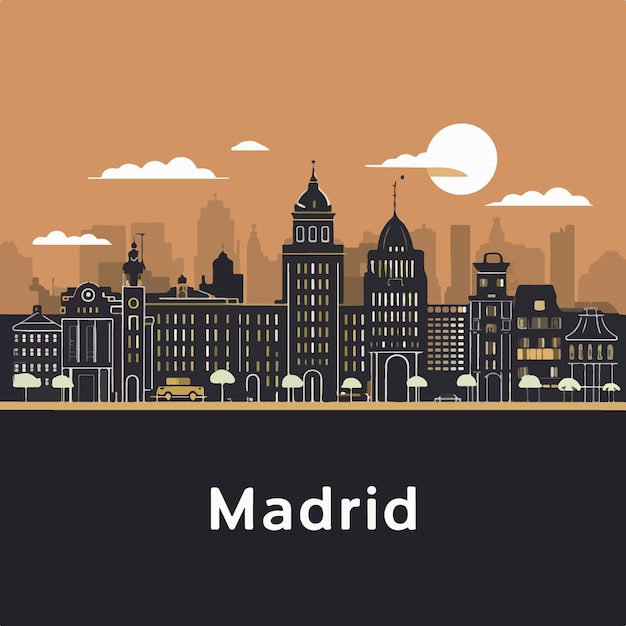 Vector madrid city skyline vector