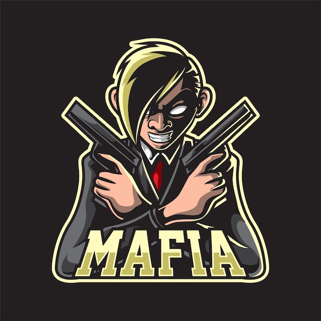 Maffia holding gun mascot