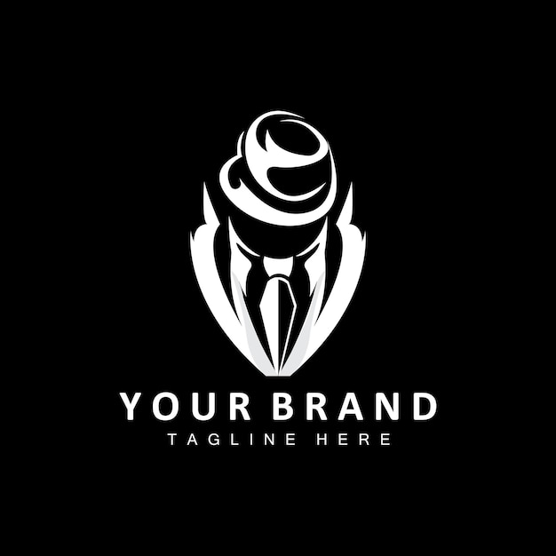 Maffia logo design tuxedo suit icon vector zakenman logo detective merklabel
