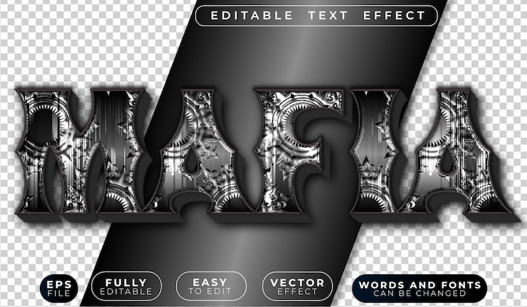 Vector 마피아 블랙 스터 완전히 편집 가능한 터 텍스트 파일