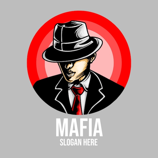 Vector mafia boss character vector illustration logo design