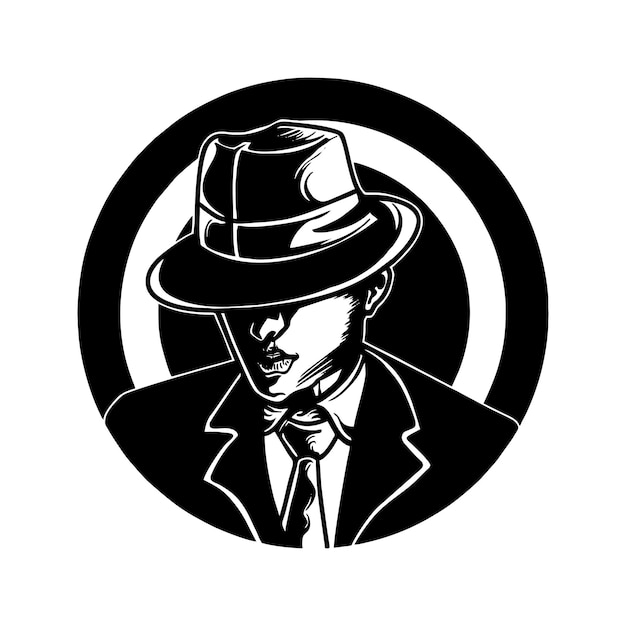 Disegno del logo dell'illustrazione di vettore del carattere del boss della mafia