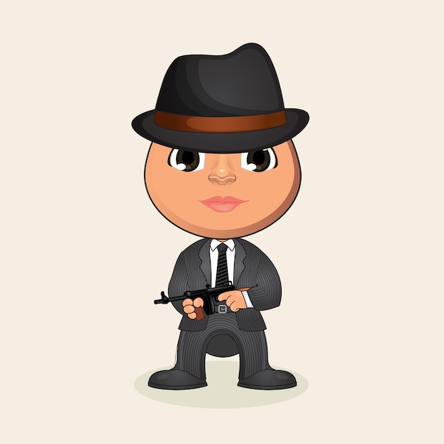 Mafia cartoon character vector weapon in hand