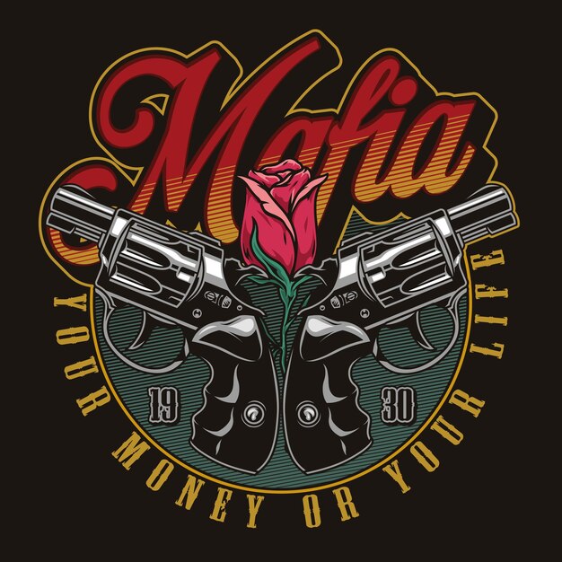 Mafia colorful vintage round logotype