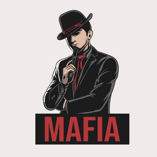 Векторная иллюстрация логотипа Mafia Gangster