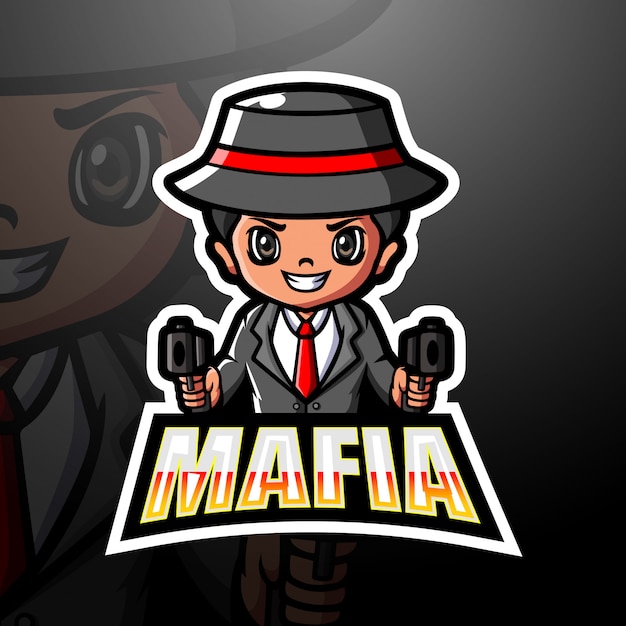 Vettore illustrazione di logo esport mafia mascotte