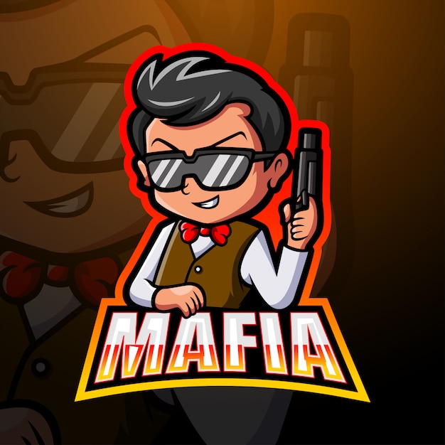 Vettore illustrazione di logo esport mafia mascotte