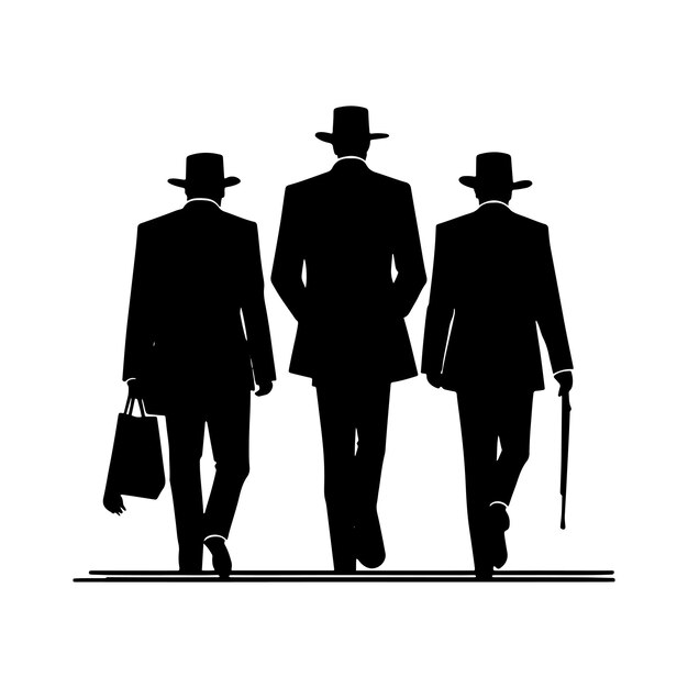 Mafia silhouette vector Detective silhouette vector isolated on white background