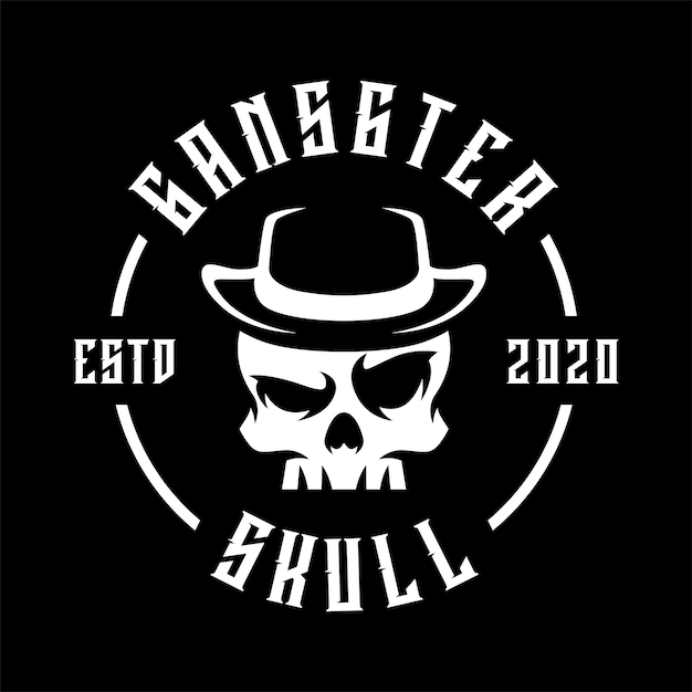 Дизайн логотипа mafia skull векторная иллюстрация