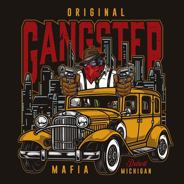 Mafia vintage kleurrijke afdruk