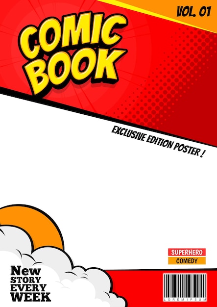Magazine comic book cover design template