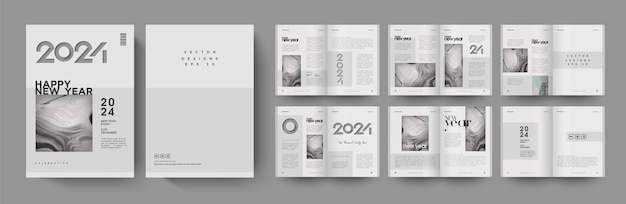 Magazine design for 2024 new year year celebration Background elegant design with luxury silver color