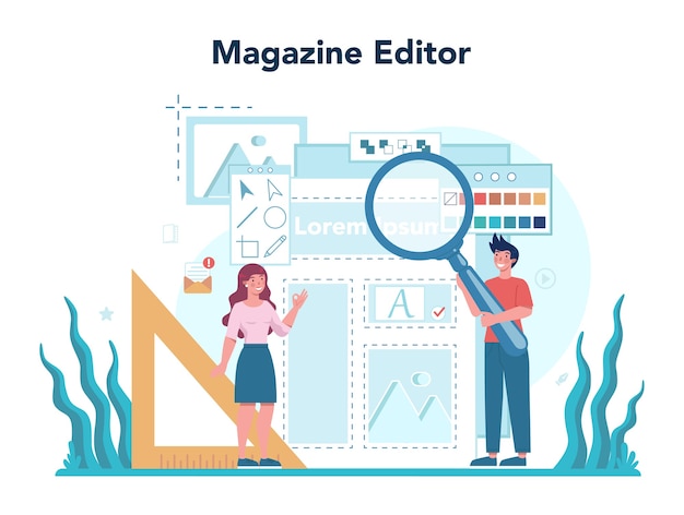 Illustrazione di concetto di editor di rivista