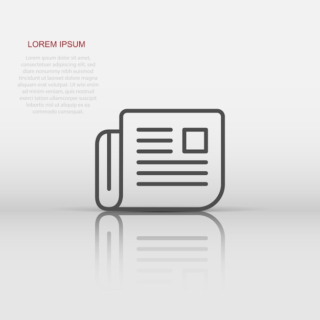Икона страницы журнала в плоском стиле Новостная векторная иллюстрация на белом изолированном фоне Брошюра бизнес-концепция