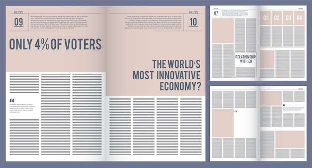 Вектор Шаблон журнала макет страниц рекламной брошюры обложка фото и место для текстового векторного дизайна макет страница журнала с фото и текстовой иллюстрацией