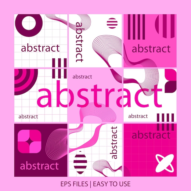 Vector magenta abstract geometric circles and liquid shapes