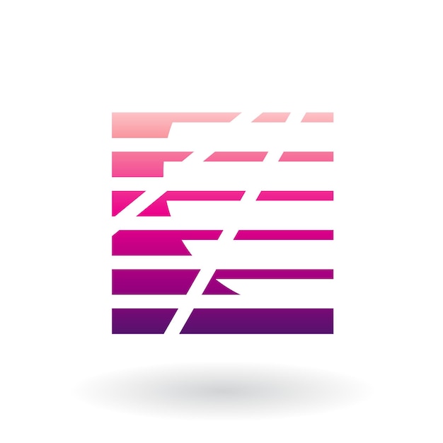 Magenta abstract vierkant pictogram met strepen en stippellijnen