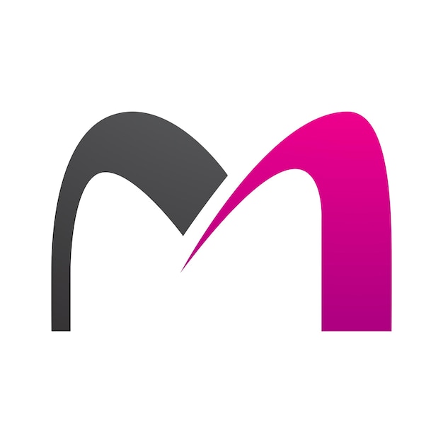 Iconica a forma di lettera m a forma di arco magenta e nera