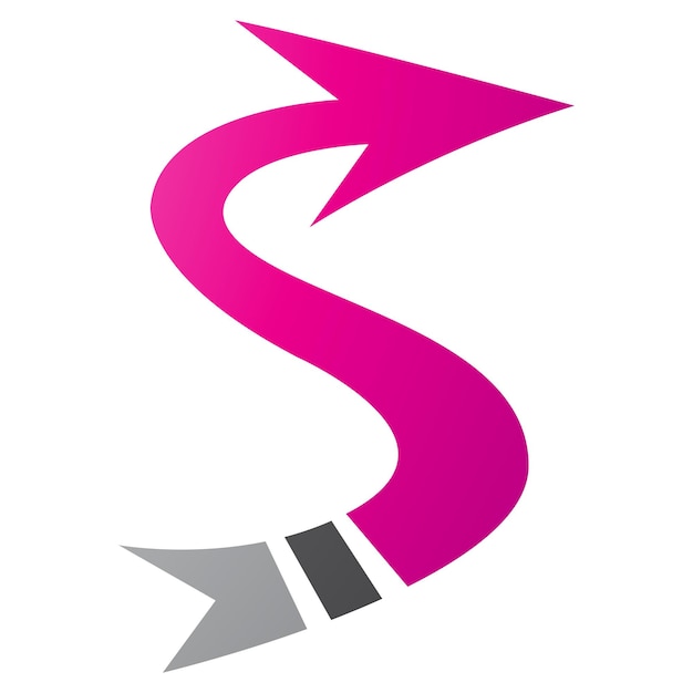 Vector magenta and black arrow shaped letter s icon