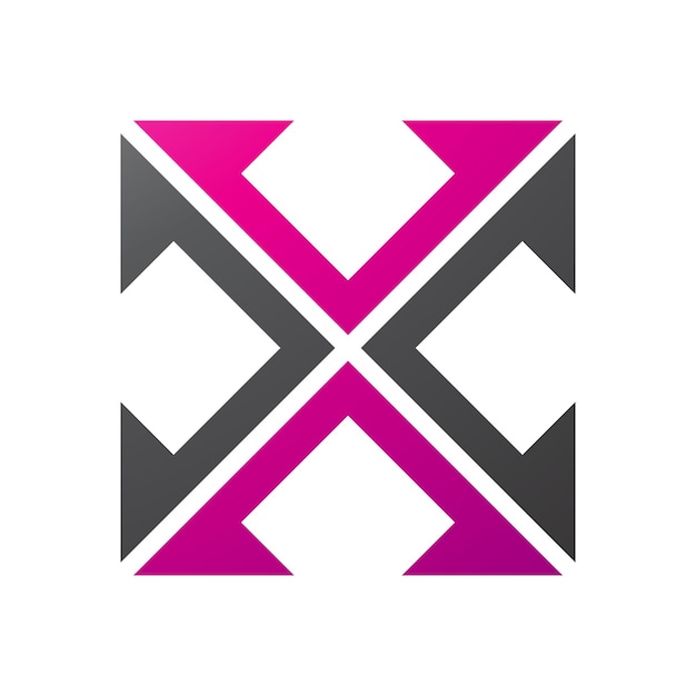 Vector magenta and black arrow square shaped letter x icon