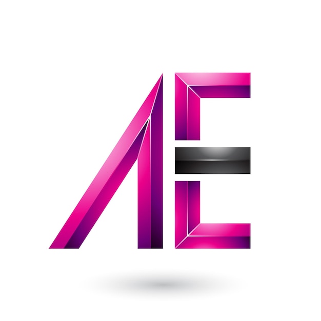 Vector magenta and black glossy dual letters of a and e vector illustration