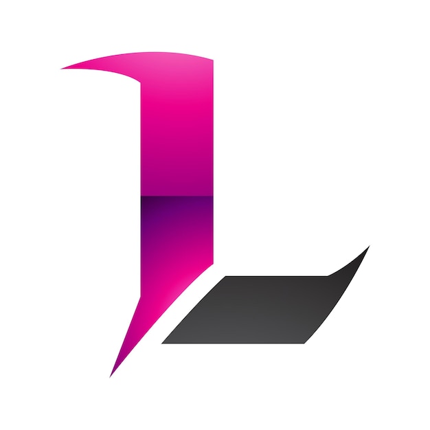 Vector magenta and black glossy letter l icon with sharp spikes on a white background