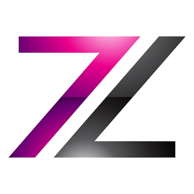 Vector magenta and black glossy number 7 shaped letter z icon on a white background