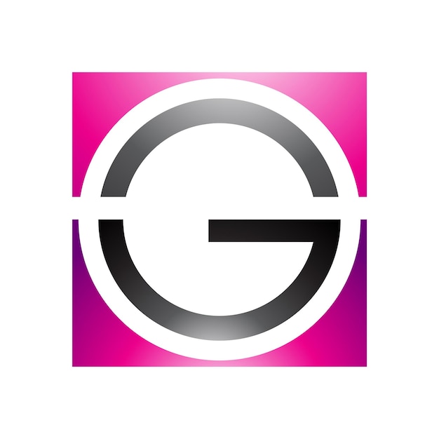 Magenta and Black Glossy Round and Square Letter G Icon
