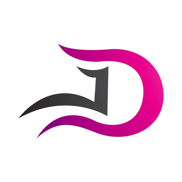 Magenta and Black Letter D Icon with Wavy Curves